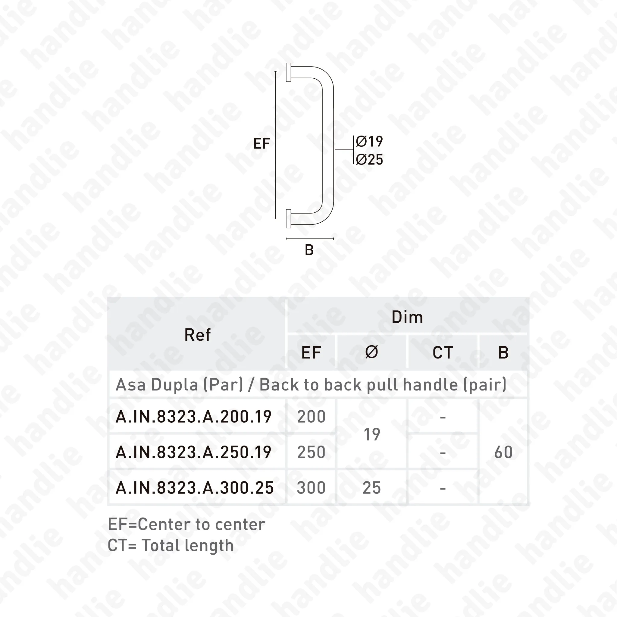 A.IN.8323.A - Asa dupla para portas - Inox