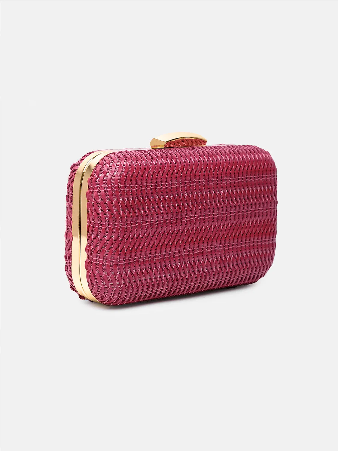 ALEXANDRA TEXTURED BOXY CLUTCH BAG IN RED