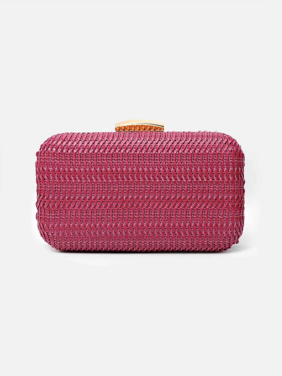 ALEXANDRA TEXTURED BOXY CLUTCH BAG IN RED