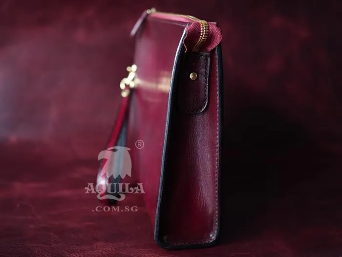 Aquila Oxblood Leather Clutch