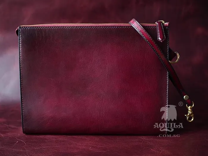 Aquila Oxblood Leather Clutch