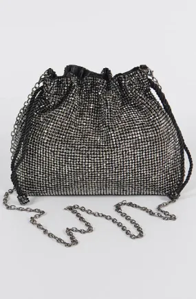 BOLSO BRILLO PLATEADO Y NEGRO