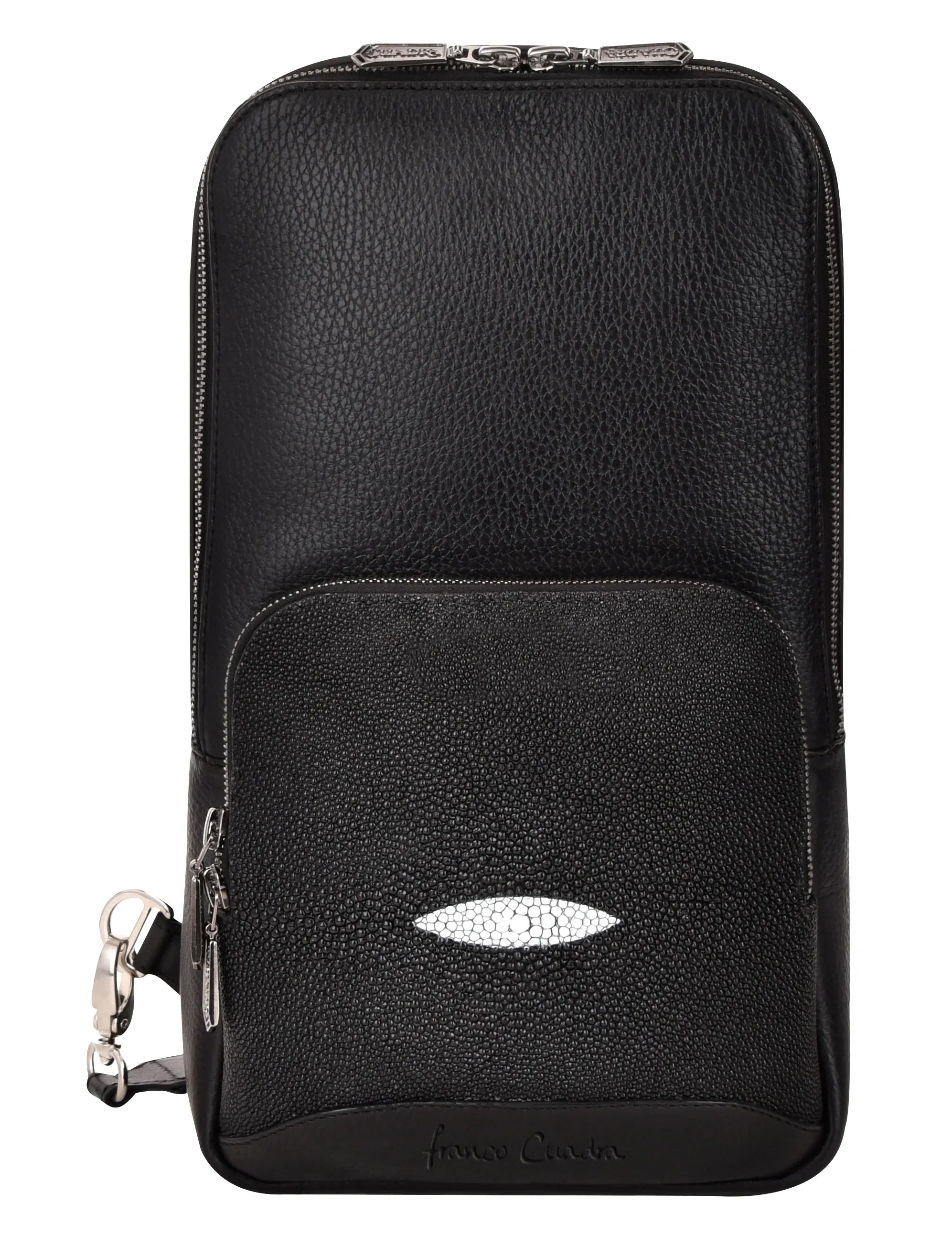 Bolso de hombro de Piel exótica Mantarraya (BLK) - BO462MA (CUADRA BAG)