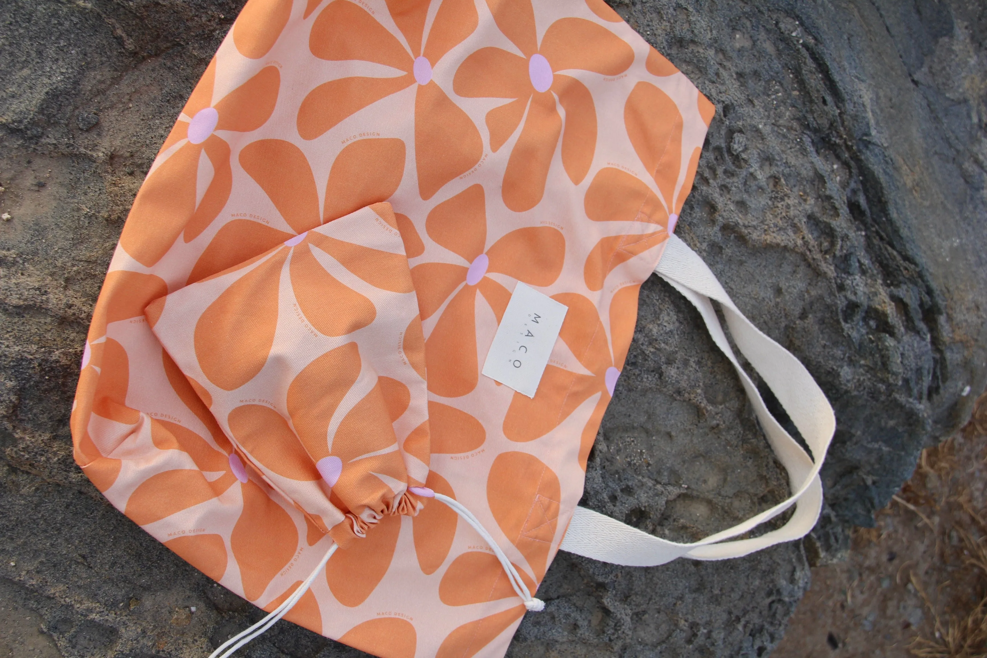 Bolso de Playa Orange Flowers