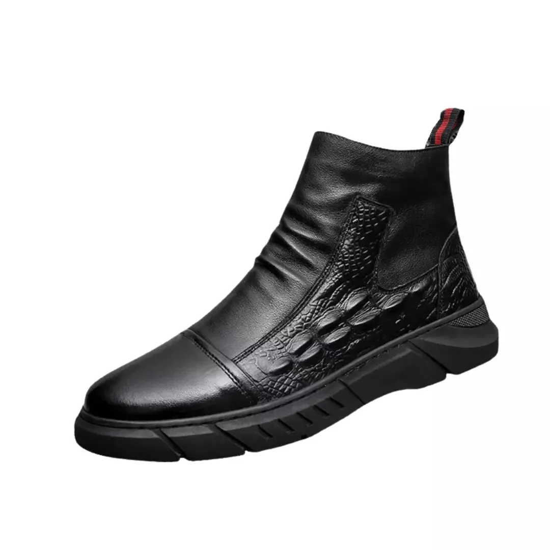 Bota em Couro de Crocodilo - Black