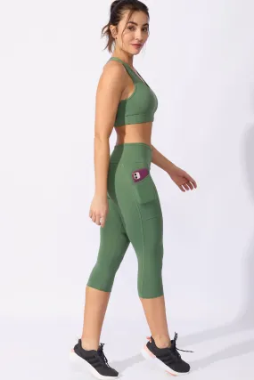 Calça Corsário Modeladora com Bolso Verde Agave