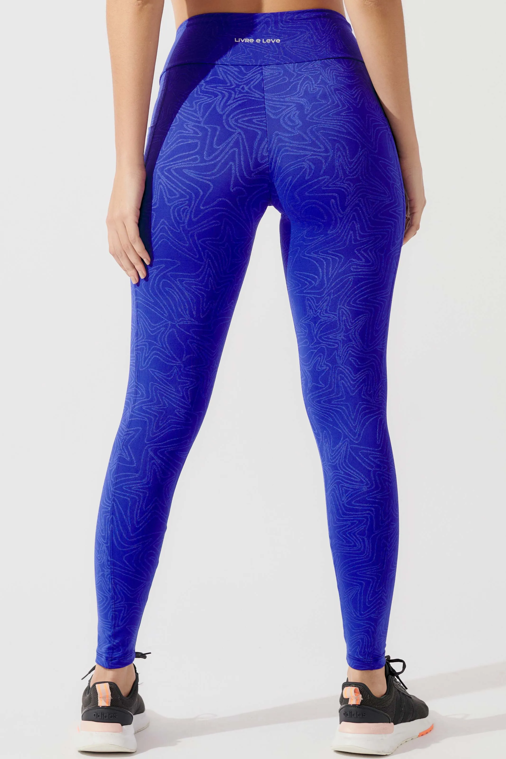 Calça Legging com Bolso Texturizada Azul