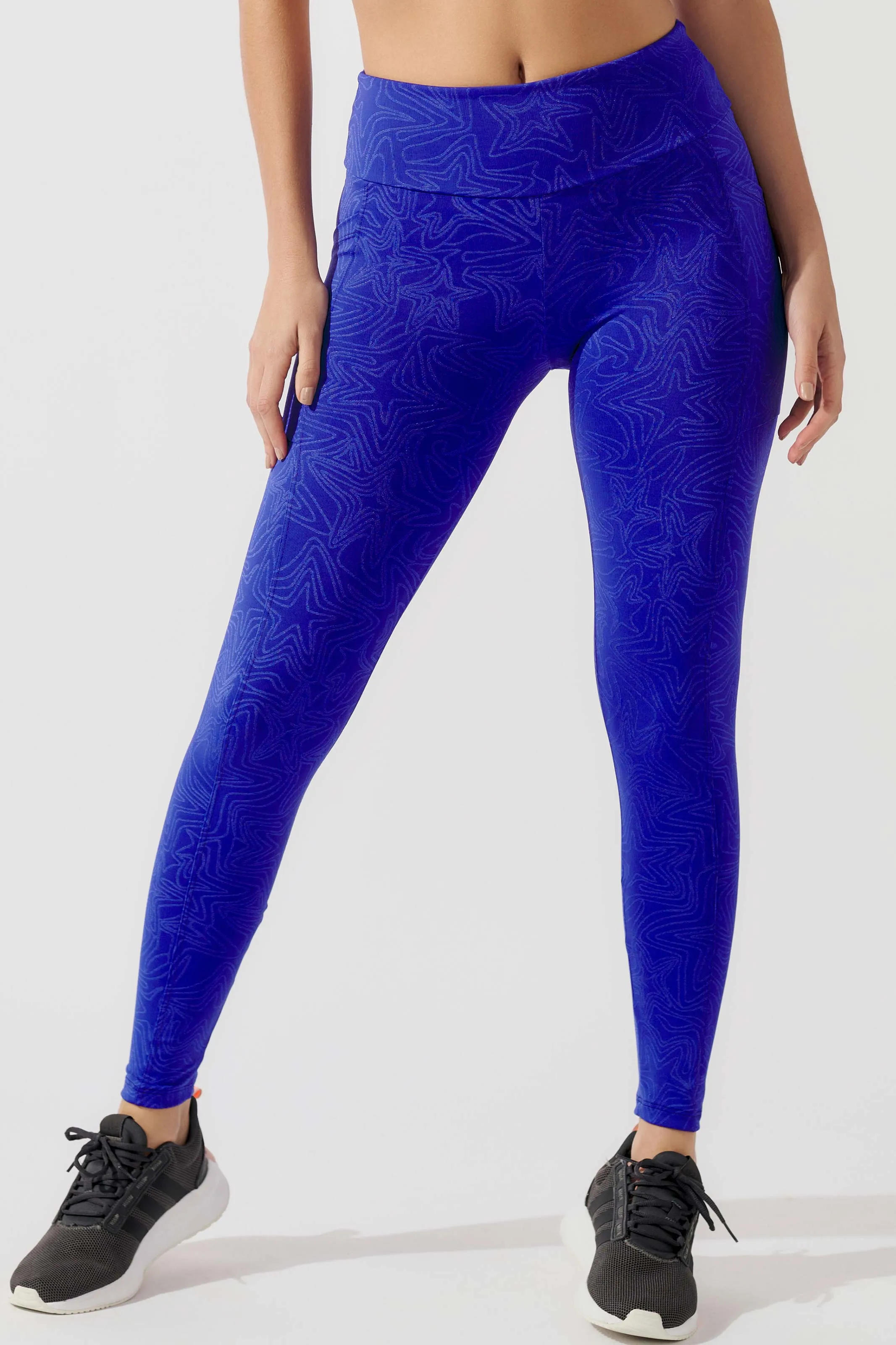 Calça Legging com Bolso Texturizada Azul