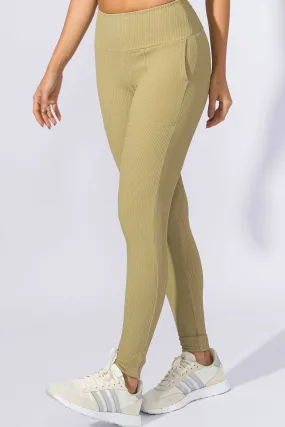 Calça Legging com Bolso Texturizada Bege