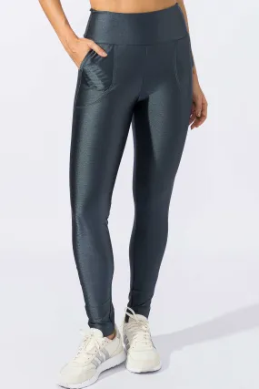 Calça Legging com Bolso Texturizada Cinza