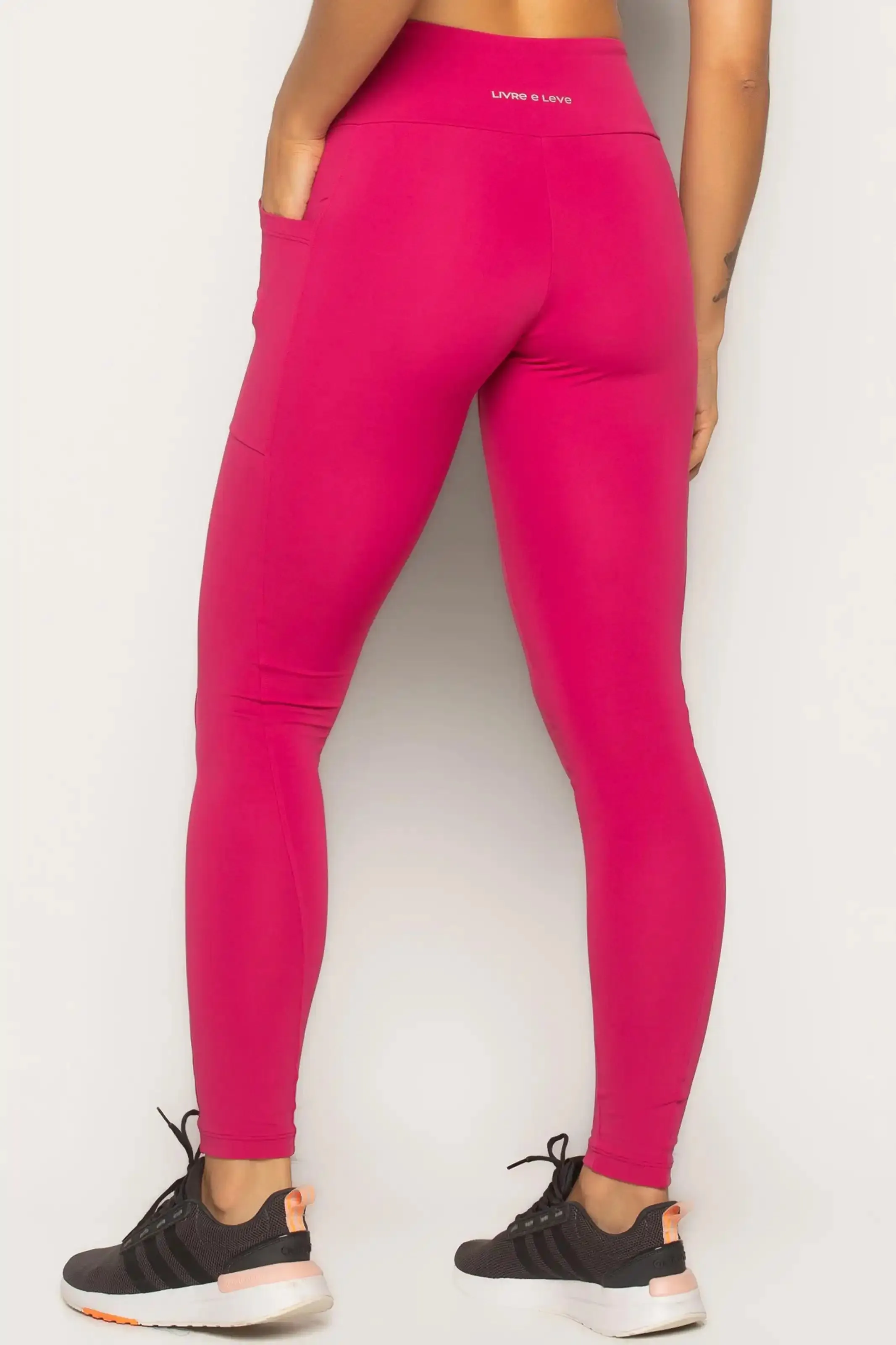 Calça Legging Modeladora com Bolso Rosa