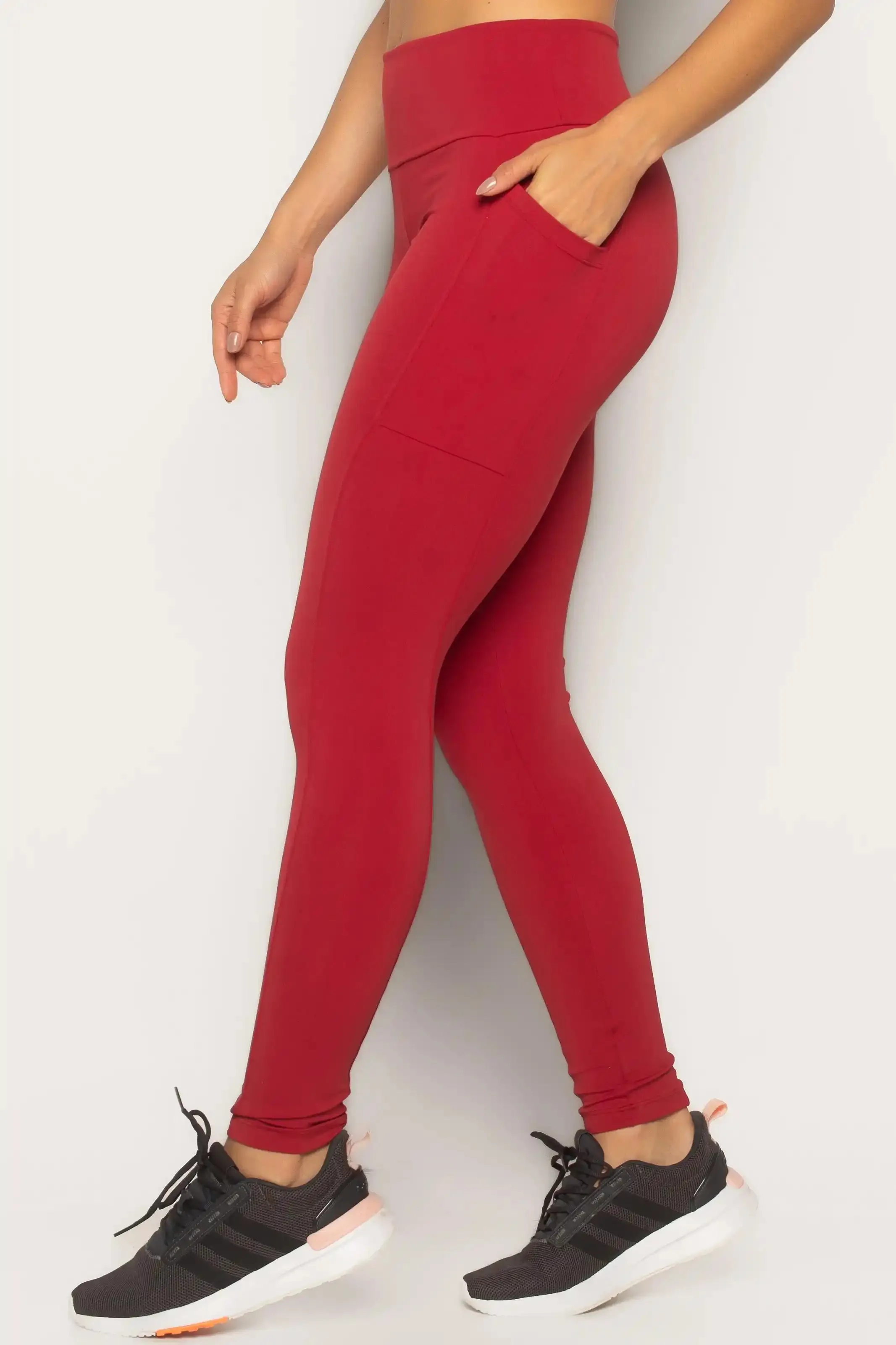 Calça Legging Modeladora com Bolso Vermelha