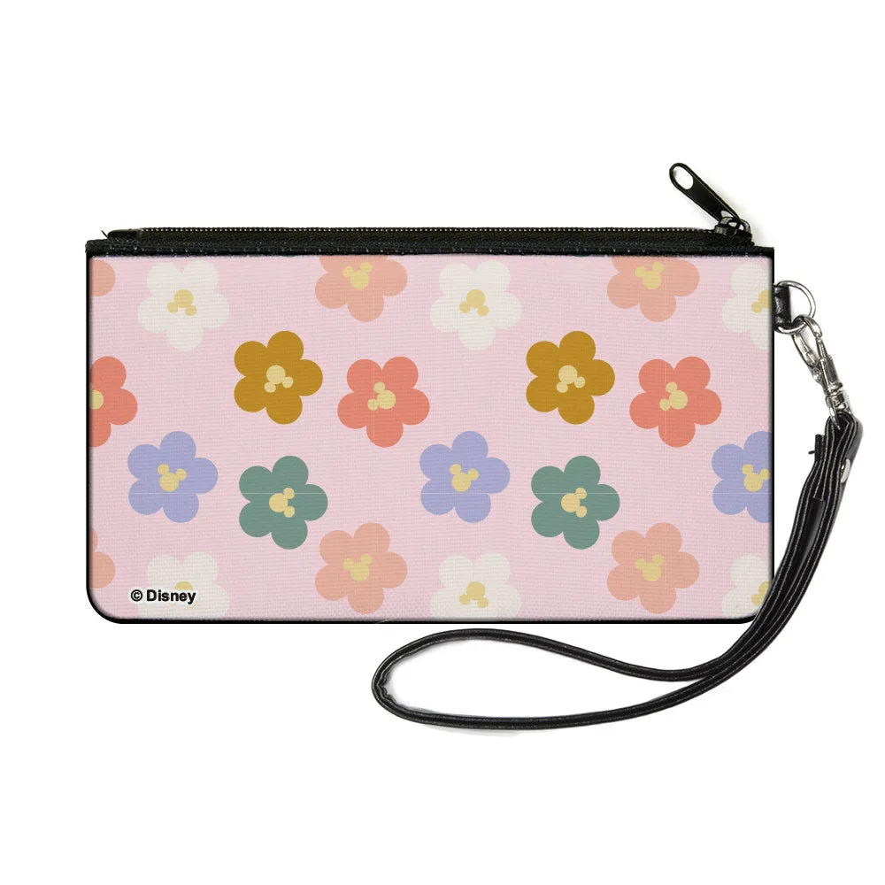 Canvas Zipper Wallet - SMALL - Mickey Mouse Ears Icon Flowers Pink/Multi Pastel by Buckle-Down