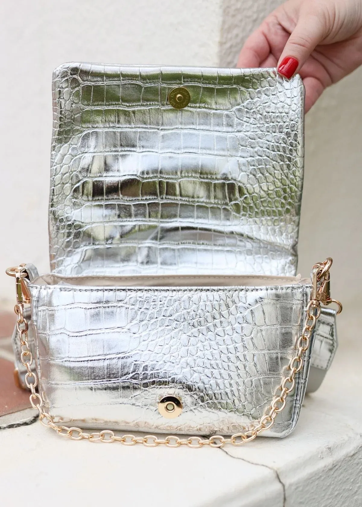 Caroline Hill Dakota Crossbody Bag in Metallic Gold