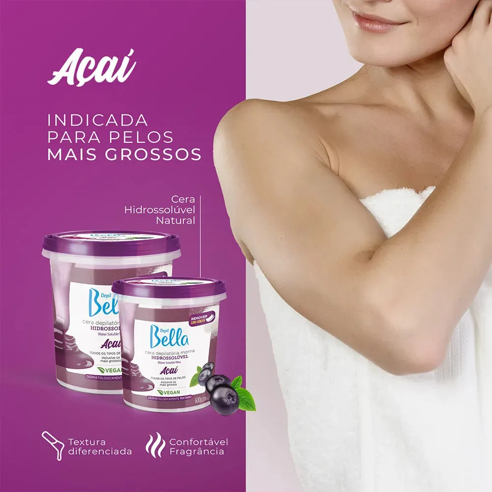 CERA HIDROSSOLÚVEL DE AÇAÍ DEPIL BELLA 1,3KG