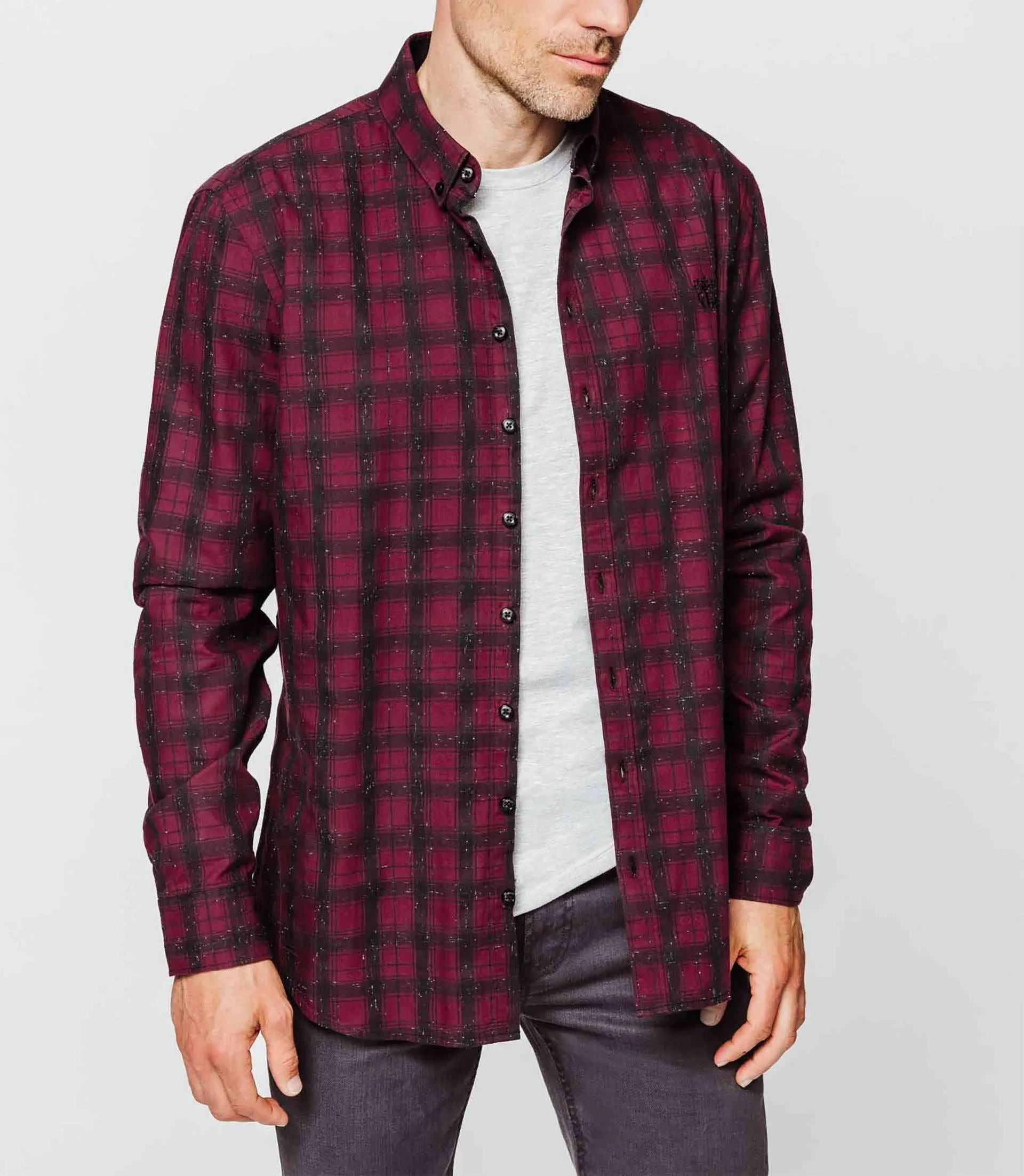 Chemise carreaux bordeaux