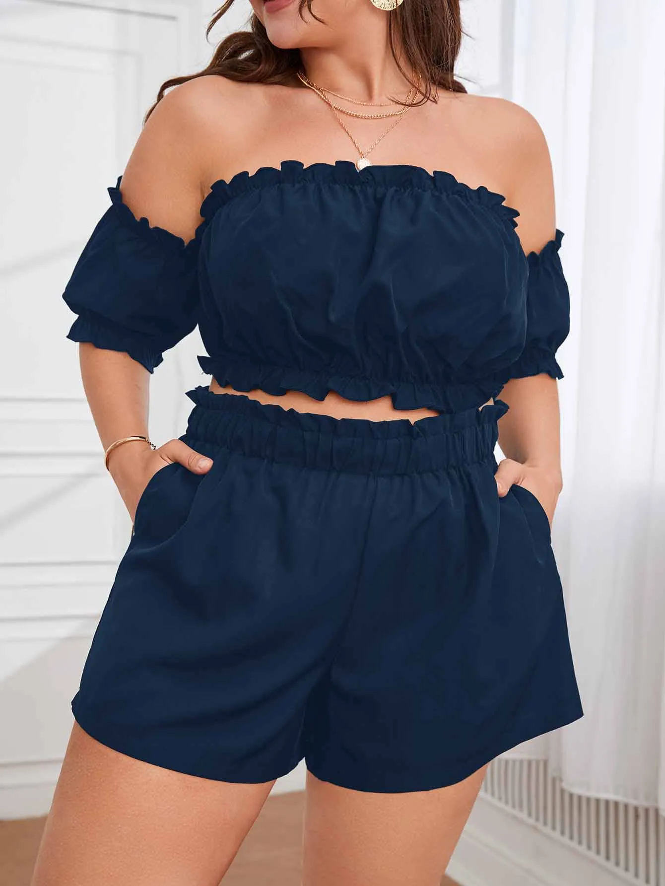 Conjunto Meduza Ombro Abertos Plus Size