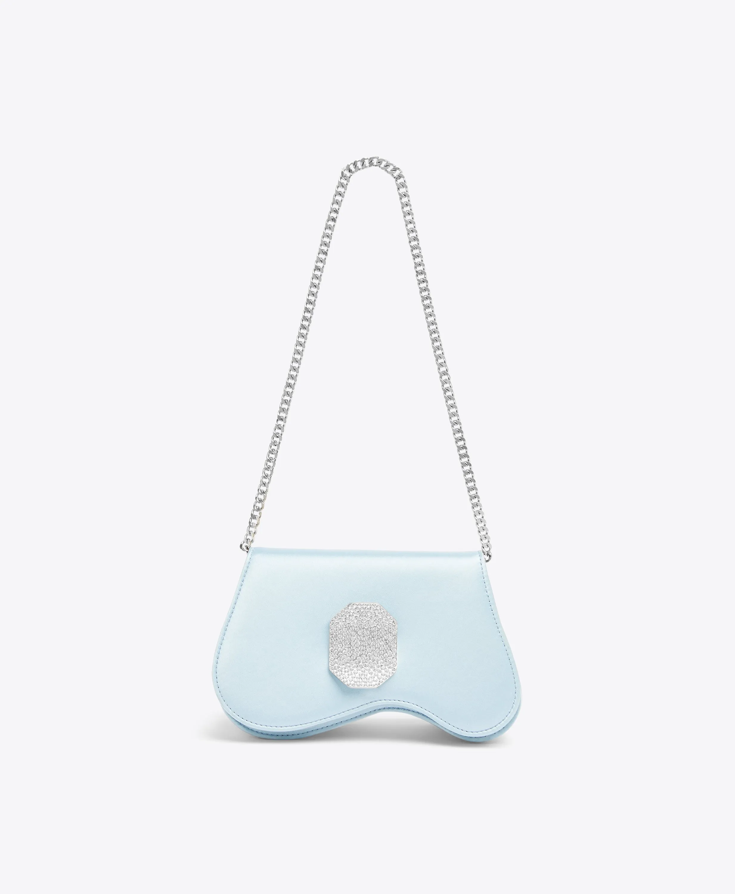 Divine Sky Blue Satin Clutch Bag