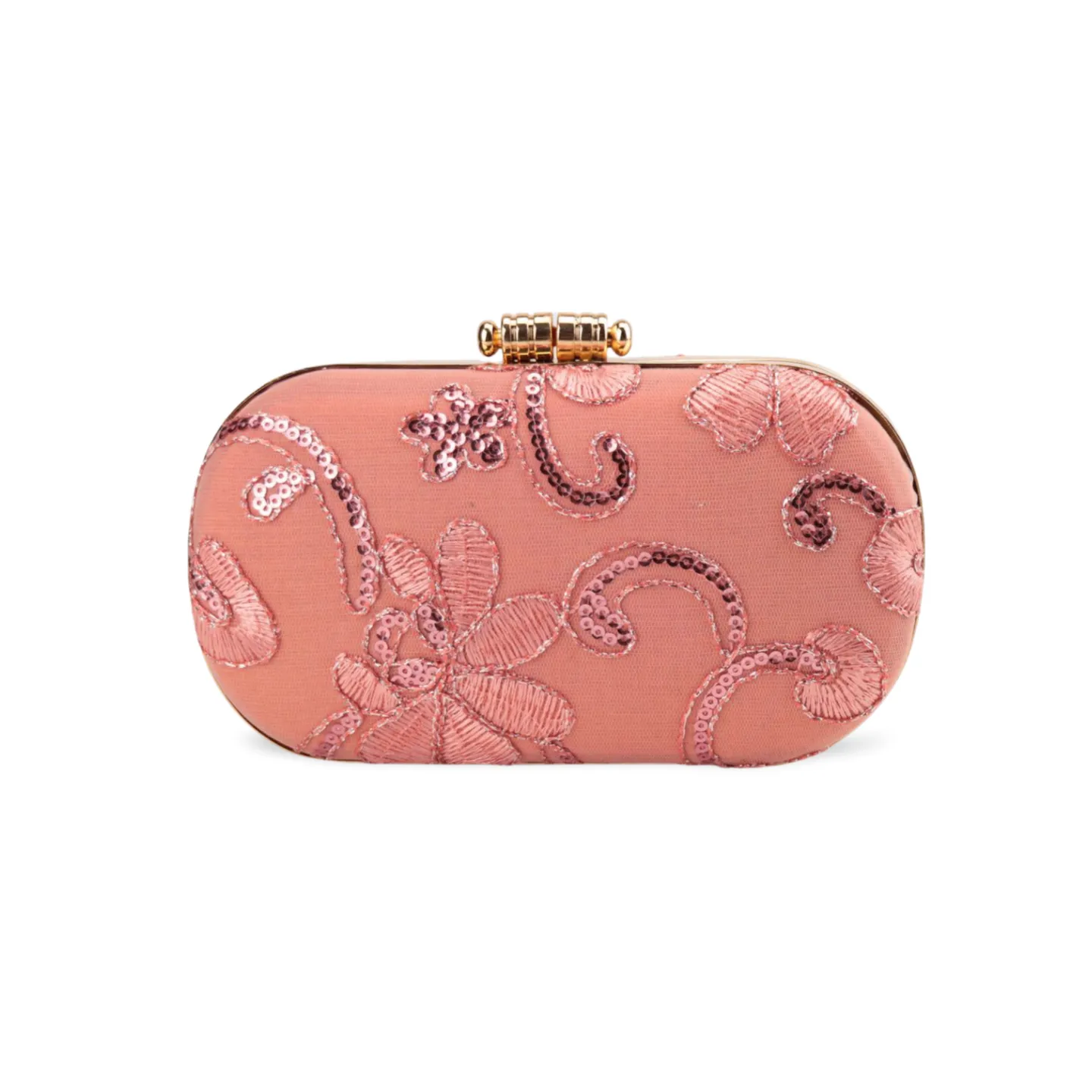 Elegant Embroidered Clutch Bag with Gold Chain