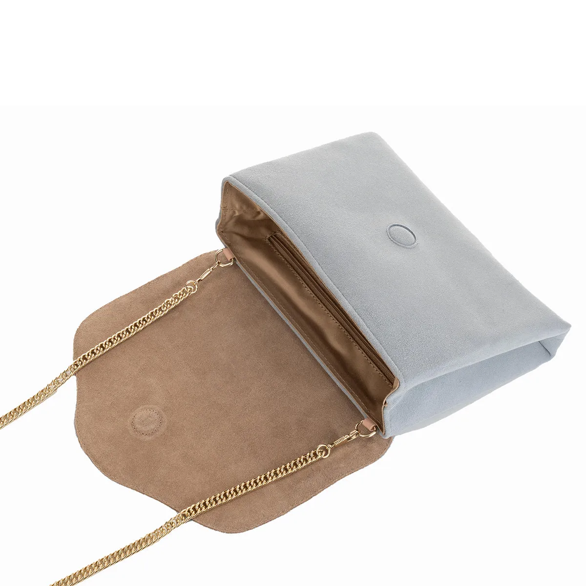 Ellie Clutch Bag - Pale Blue Suede