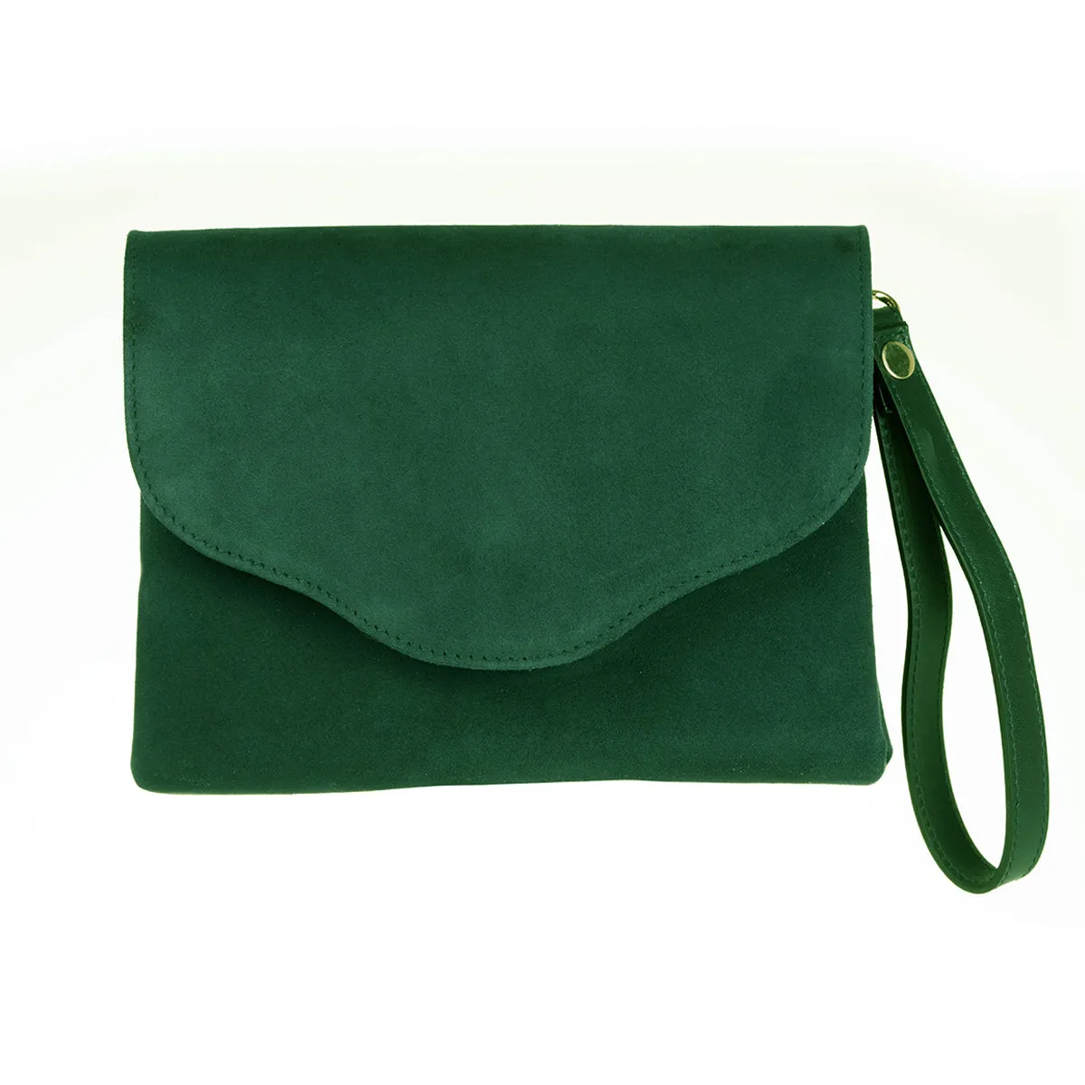 Ellie Clutch - Green Suede