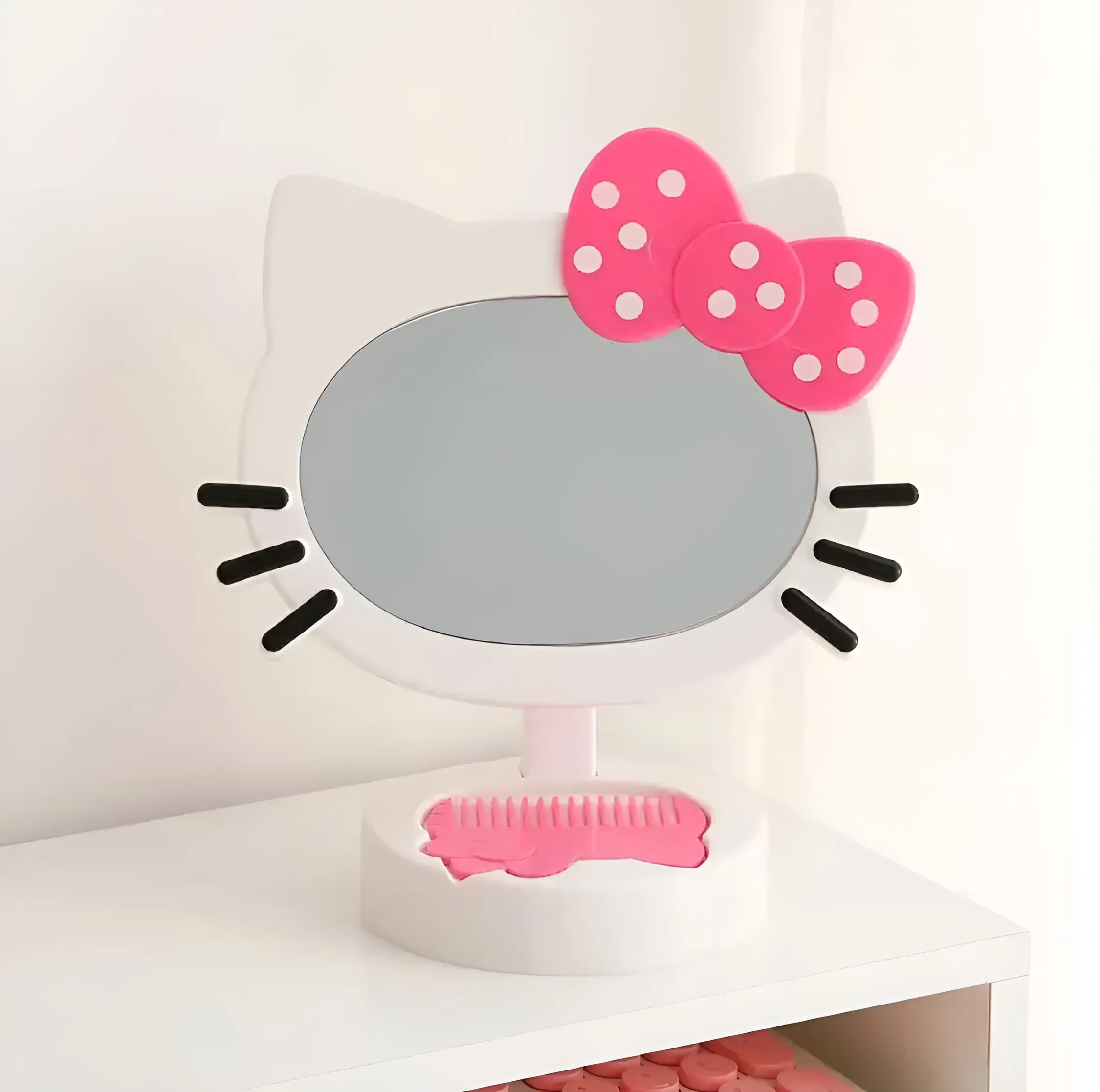 Espejo de Maquillaje Hello Kitty 360 Grados Portátil con Peine Integrado