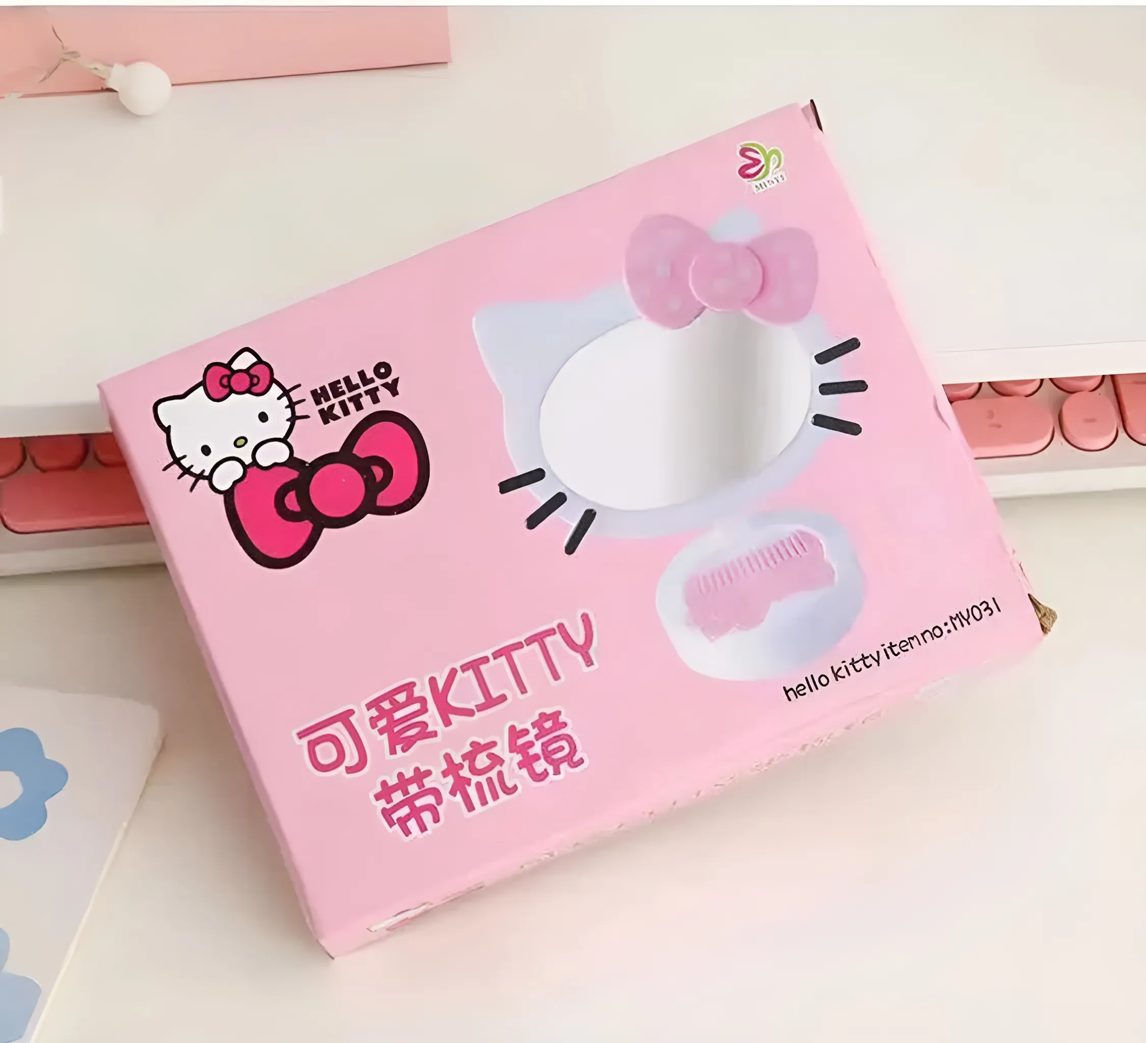 Espejo de Maquillaje Hello Kitty 360 Grados Portátil con Peine Integrado