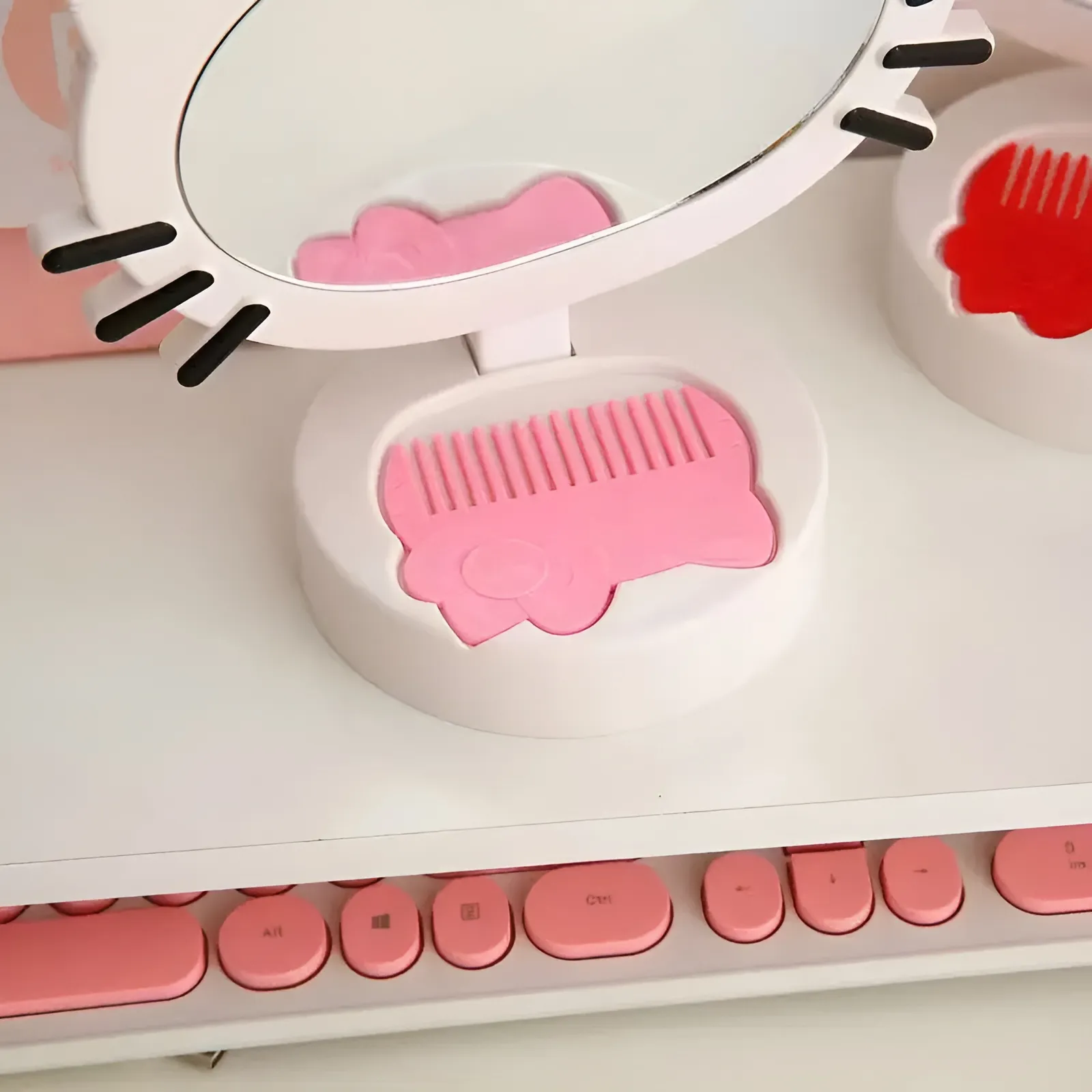 Espejo de Maquillaje Hello Kitty 360 Grados Portátil con Peine Integrado