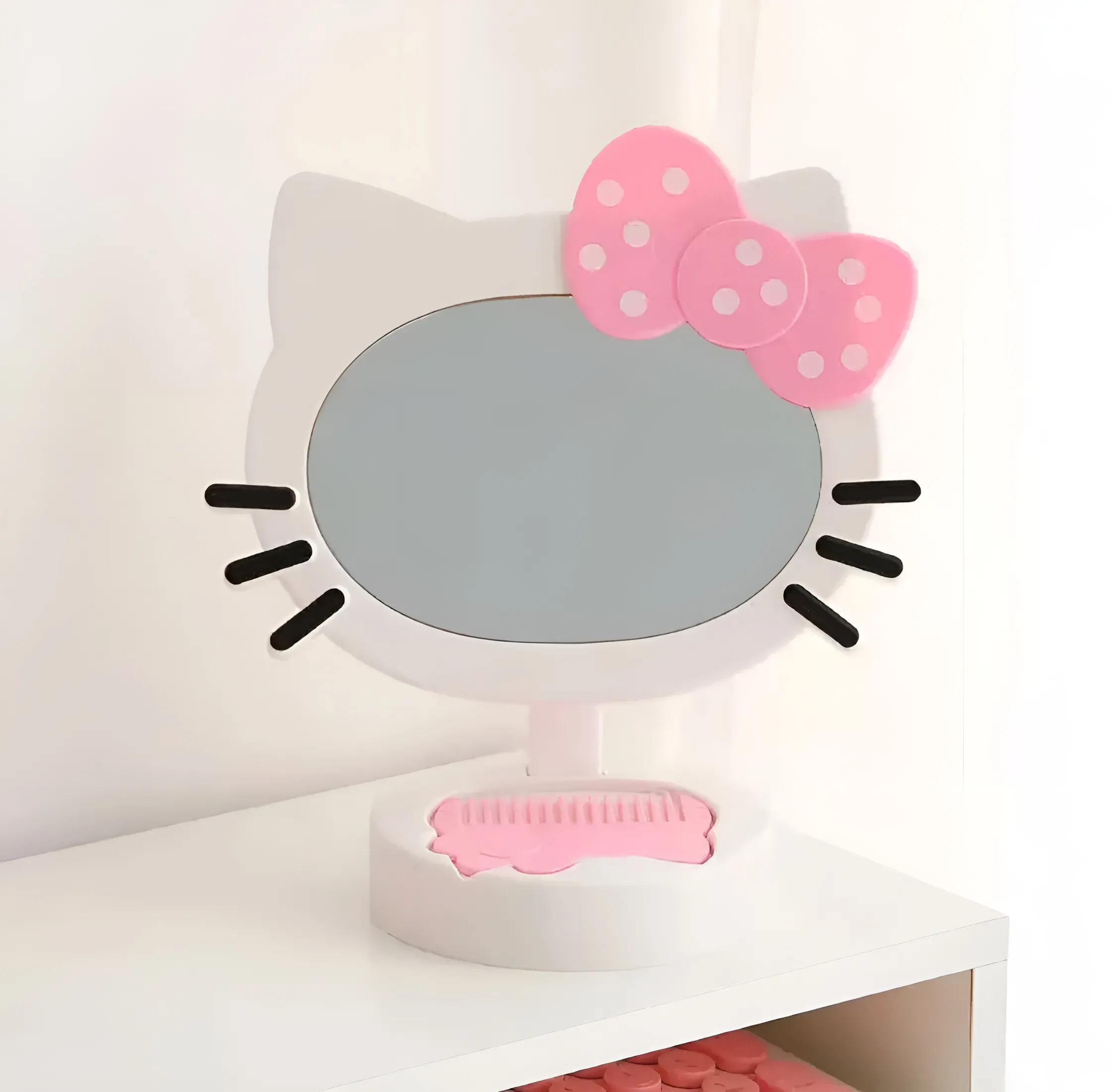 Espejo de Maquillaje Hello Kitty 360 Grados Portátil con Peine Integrado