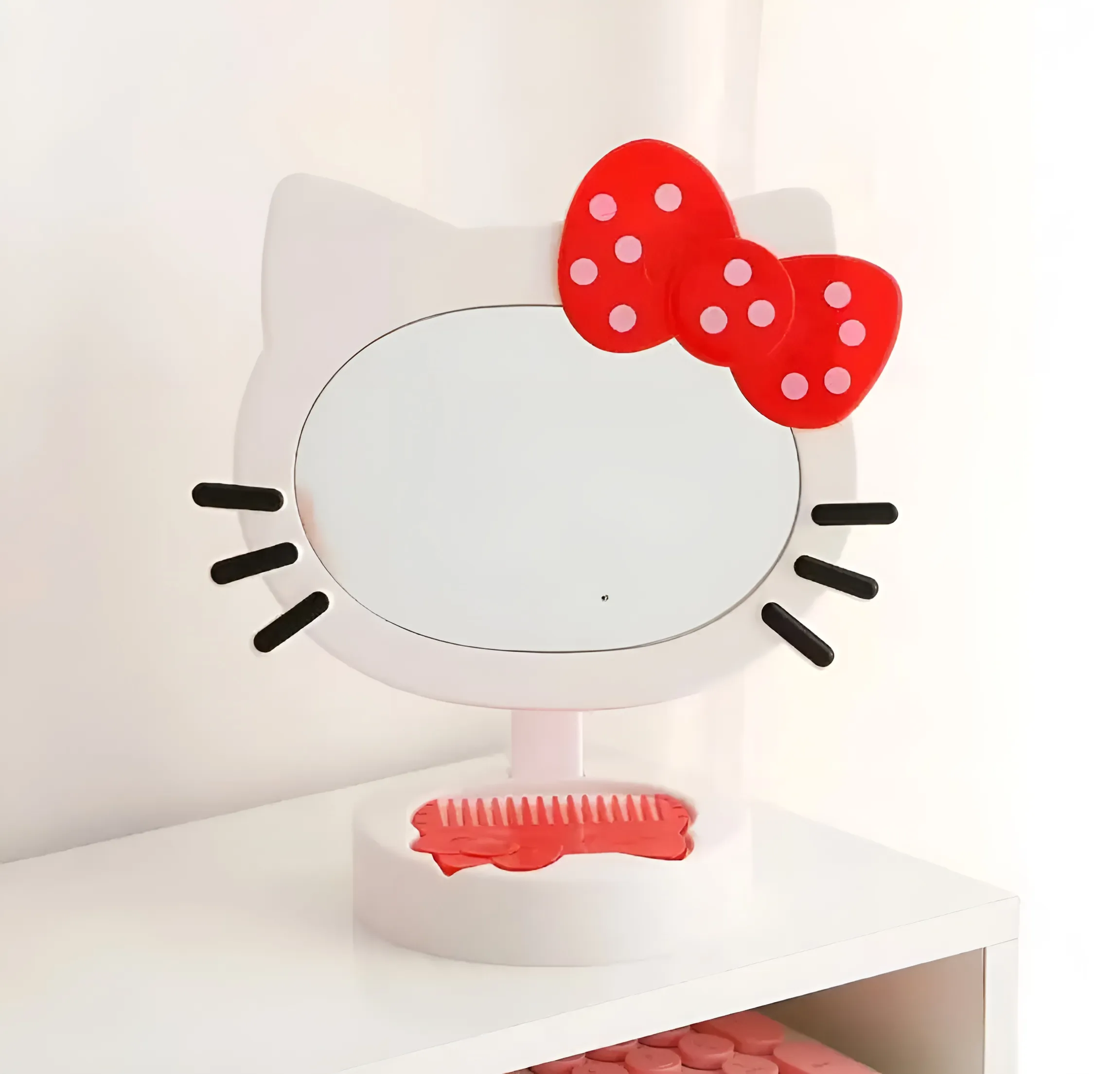 Espejo de Maquillaje Hello Kitty 360 Grados Portátil con Peine Integrado