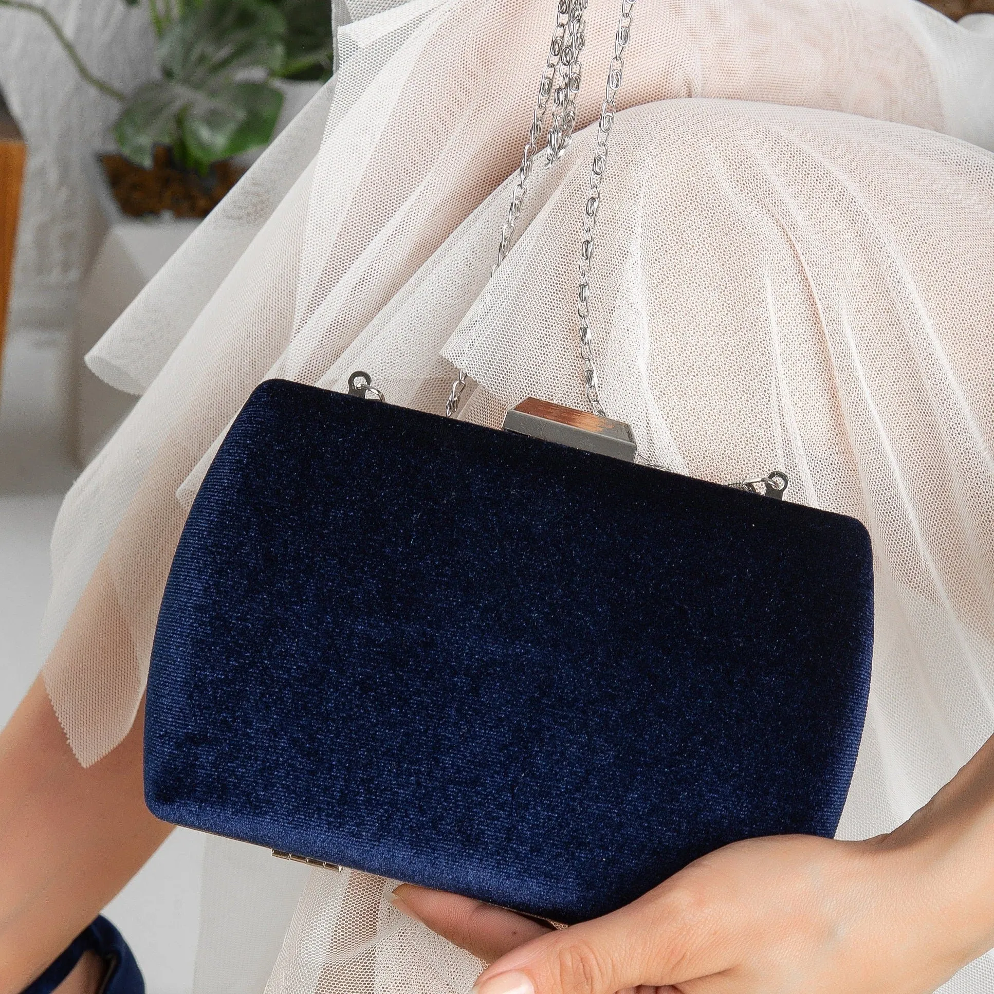 Francisca - Blue Velvet Clutch