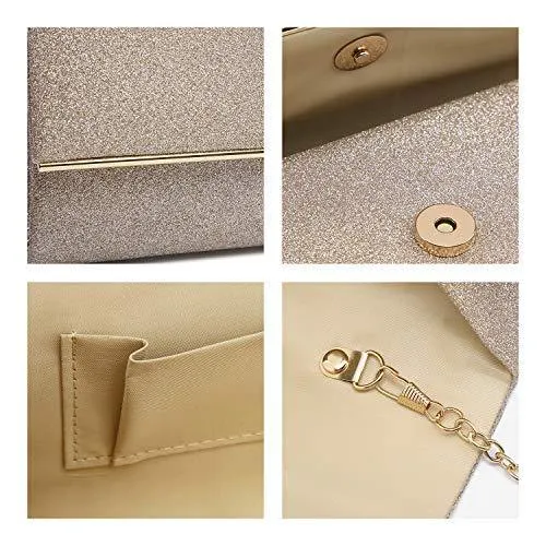 Glitter Gold Trim Evening Clutch