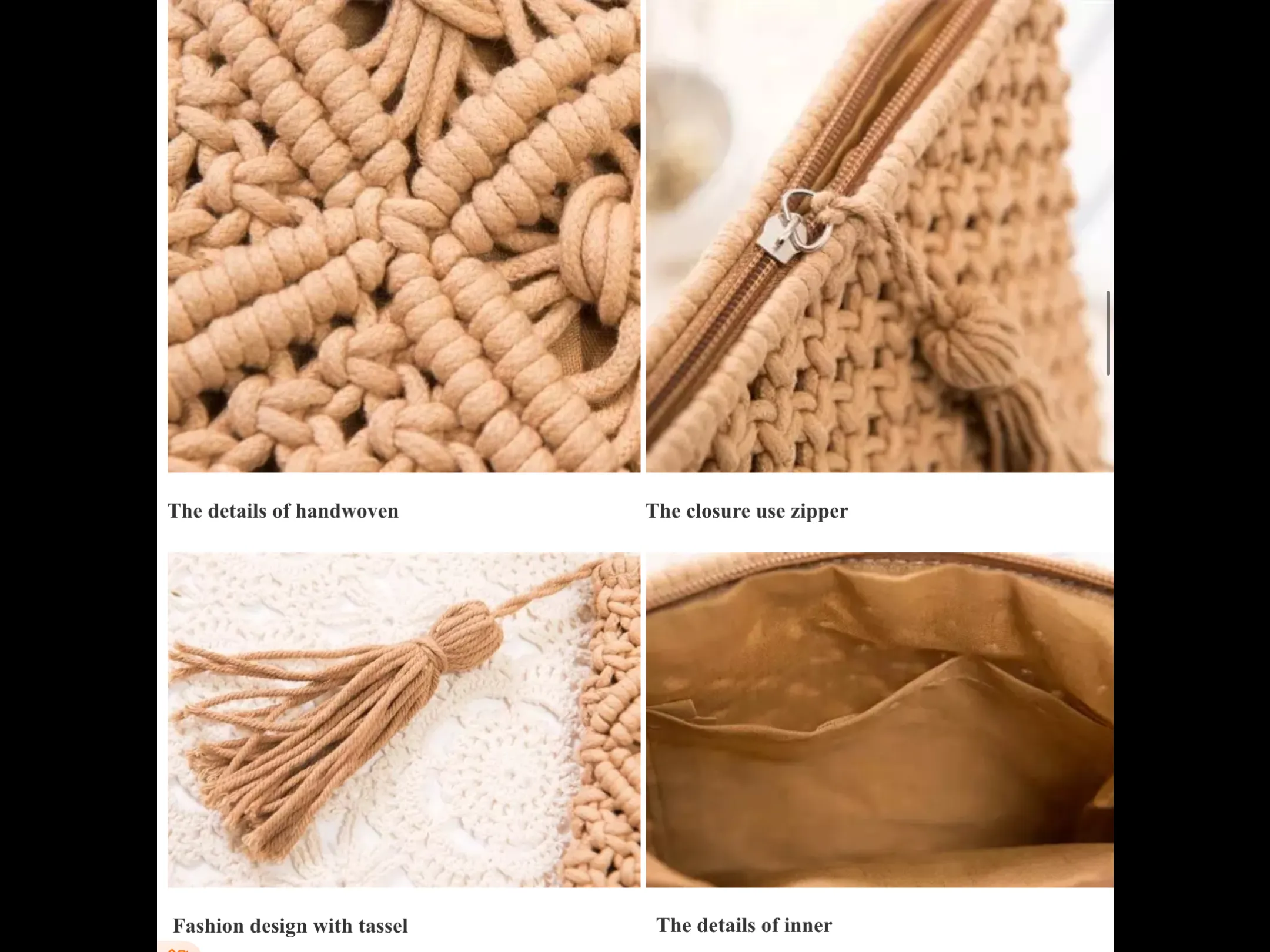 Handmade Cotton Rope Macrame Clutch - Assorted Colors