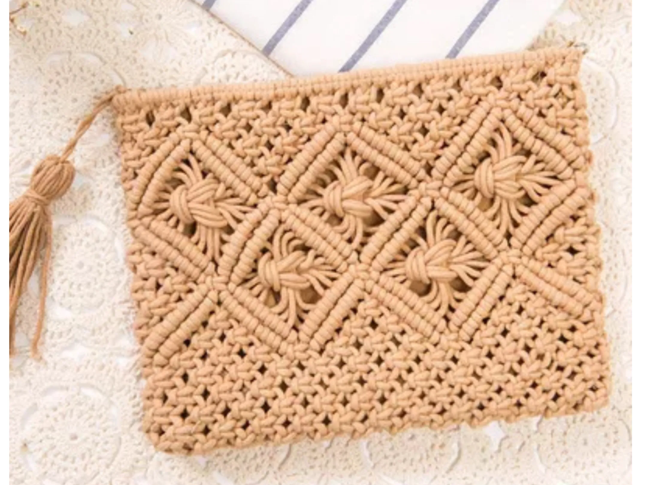 Handmade Cotton Rope Macrame Clutch - Assorted Colors