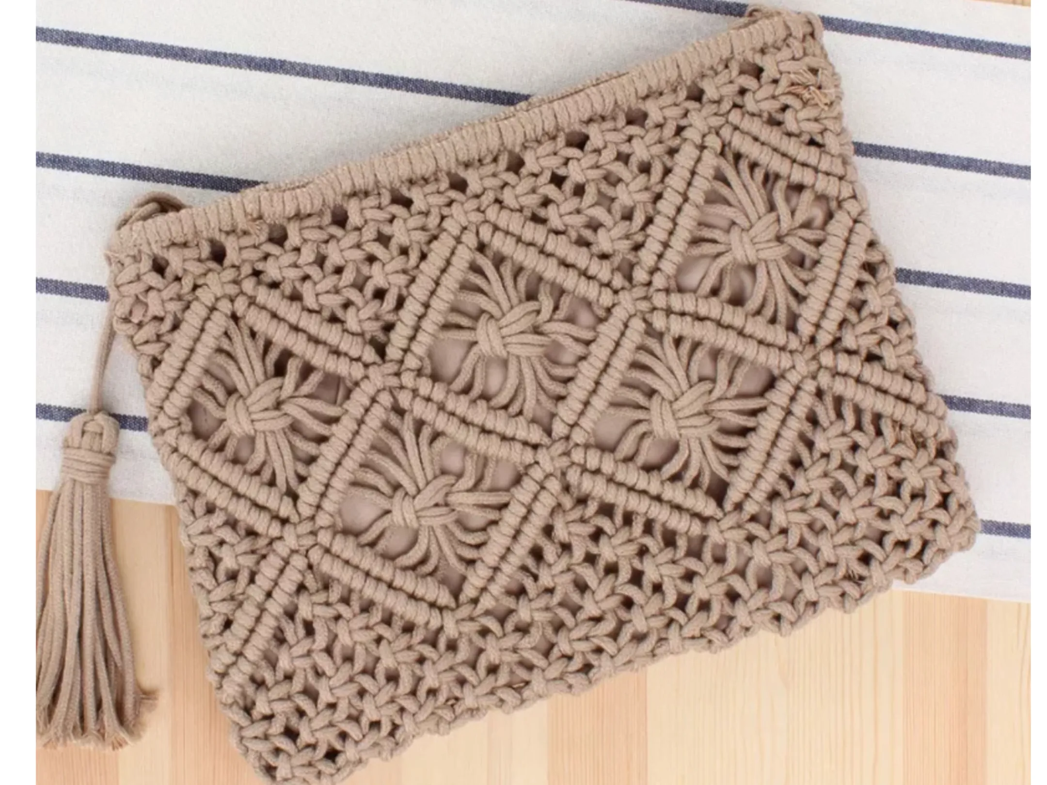 Handmade Cotton Rope Macrame Clutch - Assorted Colors