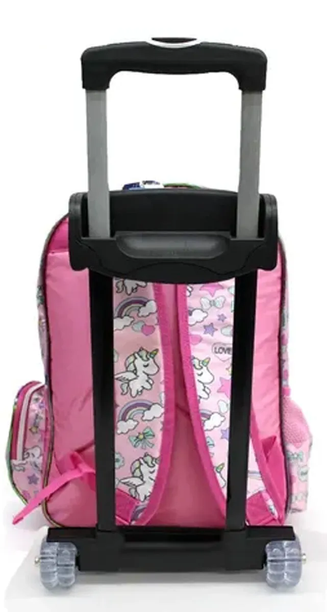 HSTW-2035 Mochila Rodante Unicornio de Peluche Satin con Organizador