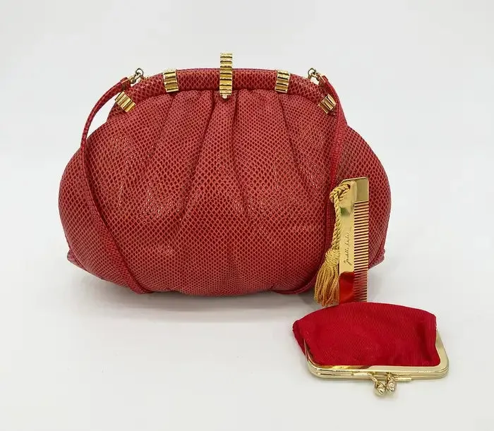 Judith Leiber Red Lizard Clutch