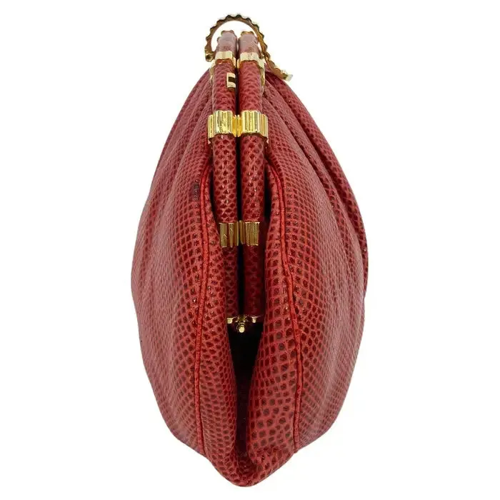 Judith Leiber Red Lizard Clutch