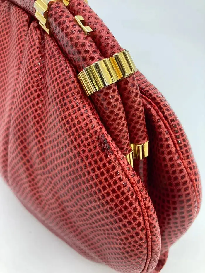 Judith Leiber Red Lizard Clutch