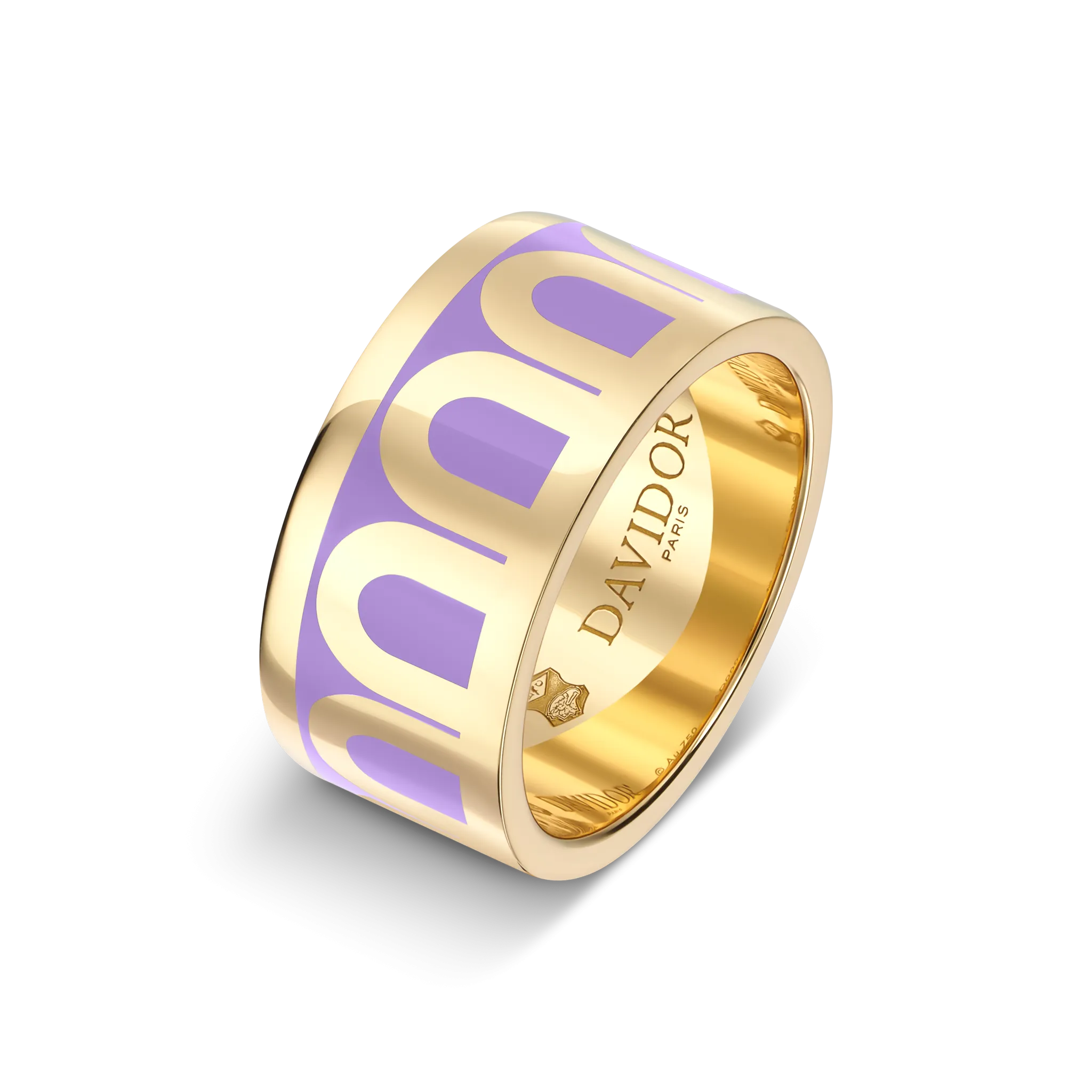 L'Arc de DAVIDOR Ring GM, 18k Yellow Gold with Lavande Lacquered Ceramic