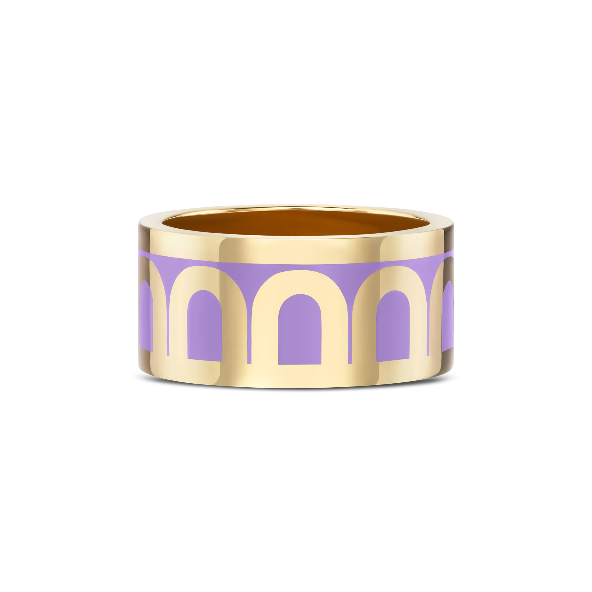 L'Arc de DAVIDOR Ring GM, 18k Yellow Gold with Lavande Lacquered Ceramic