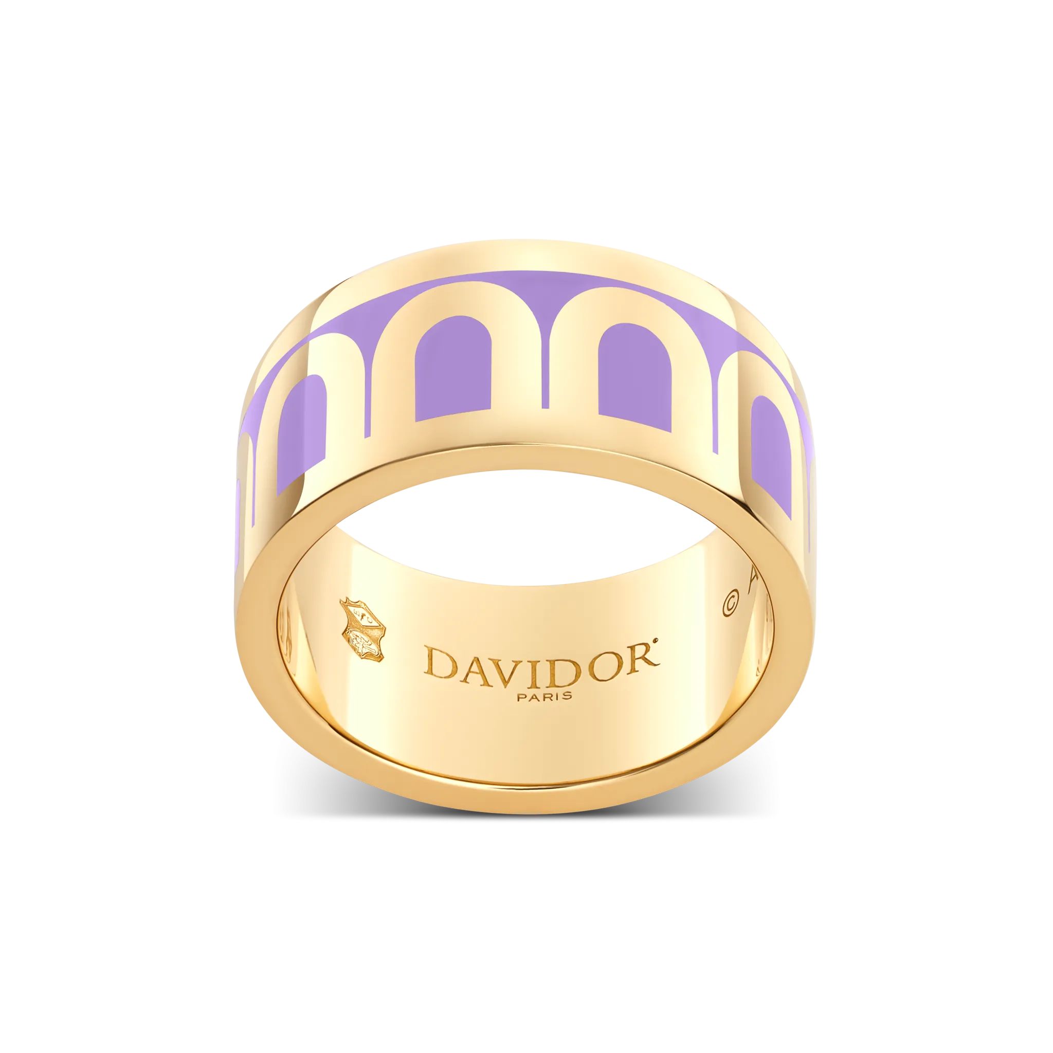 L'Arc de DAVIDOR Ring GM, 18k Yellow Gold with Lavande Lacquered Ceramic