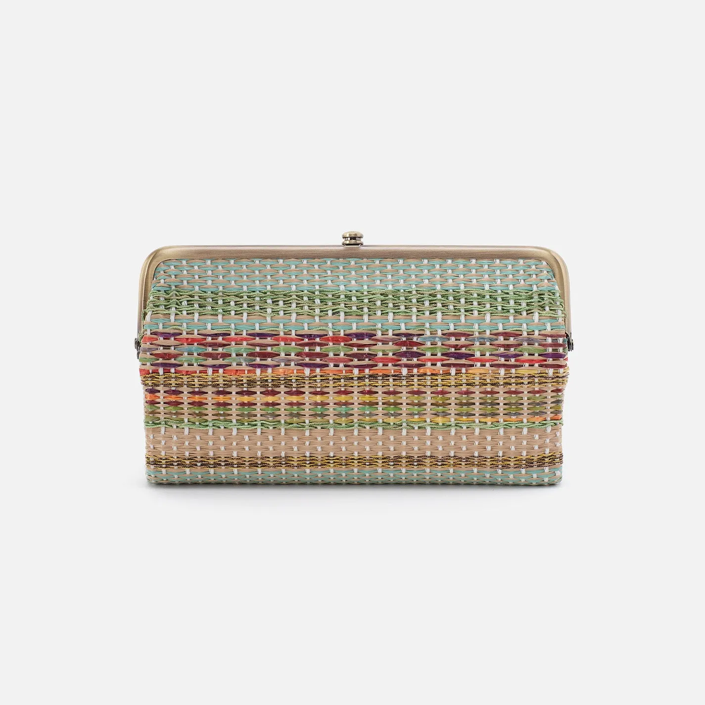 Lauren Clutch-Wallet in Multi Weave With Leather Trim - Sea Dream Stripe