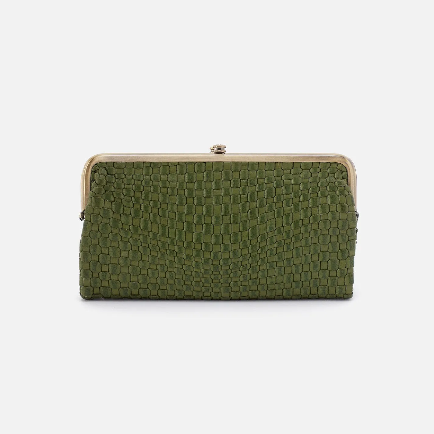 Lauren Clutch-Wallet in Wave Weave Leather - Sweet Basil