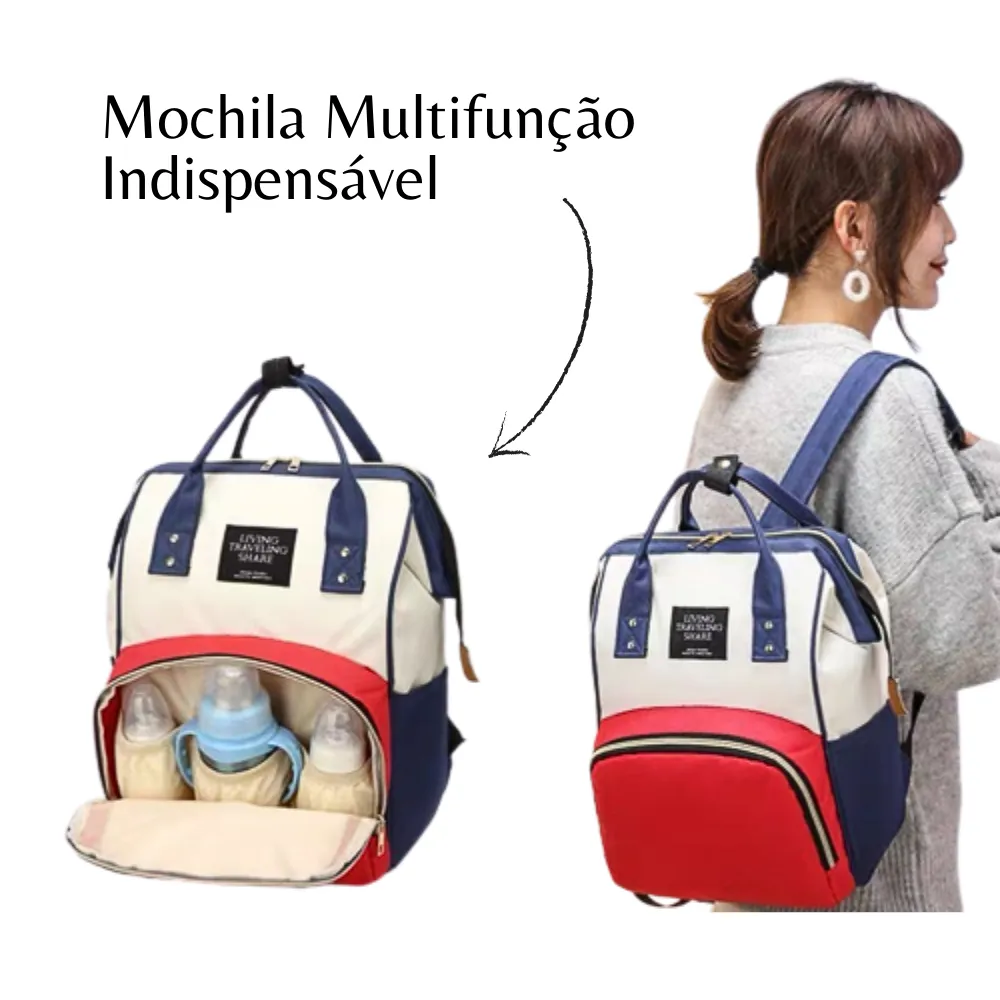 Mochila Maternidade Bolsa Mamãe Completa Multifunção Impermeável e Dobrável Living