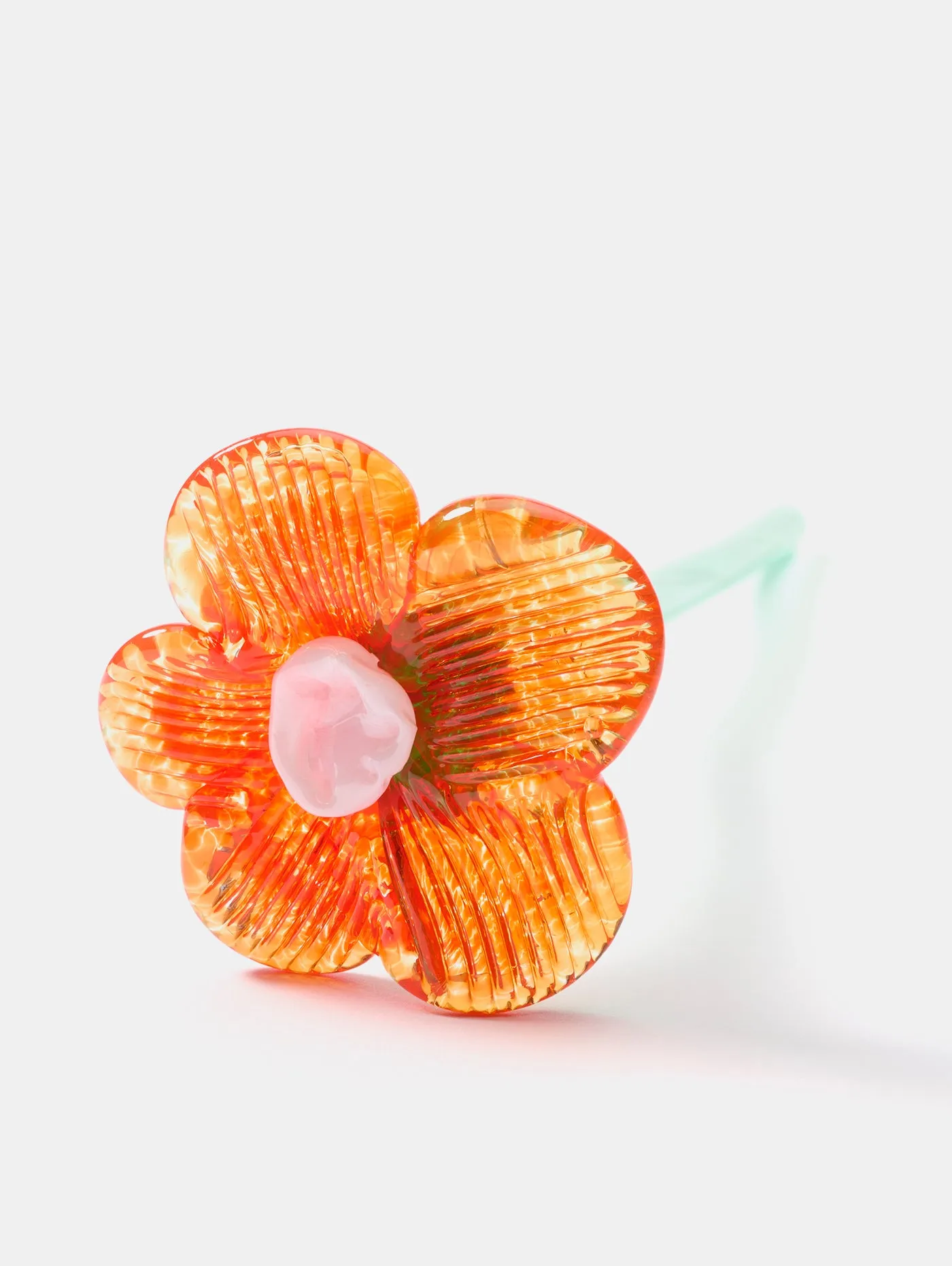 MOUTHBLOWN CRYSTAL FLOWER ORANGE