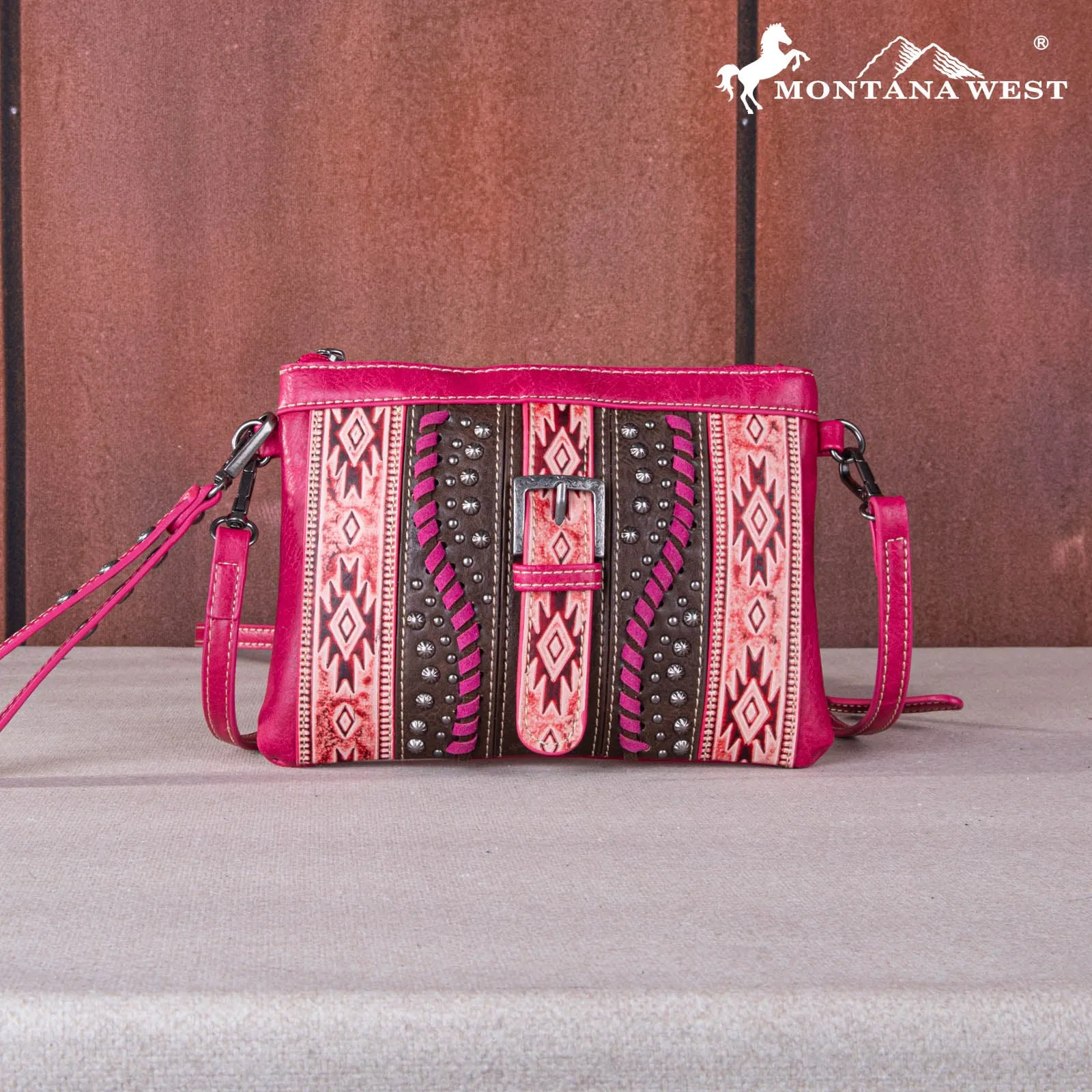 MW1134-181 Montana West Aztec Buckle Collection Clutch/Crossbody