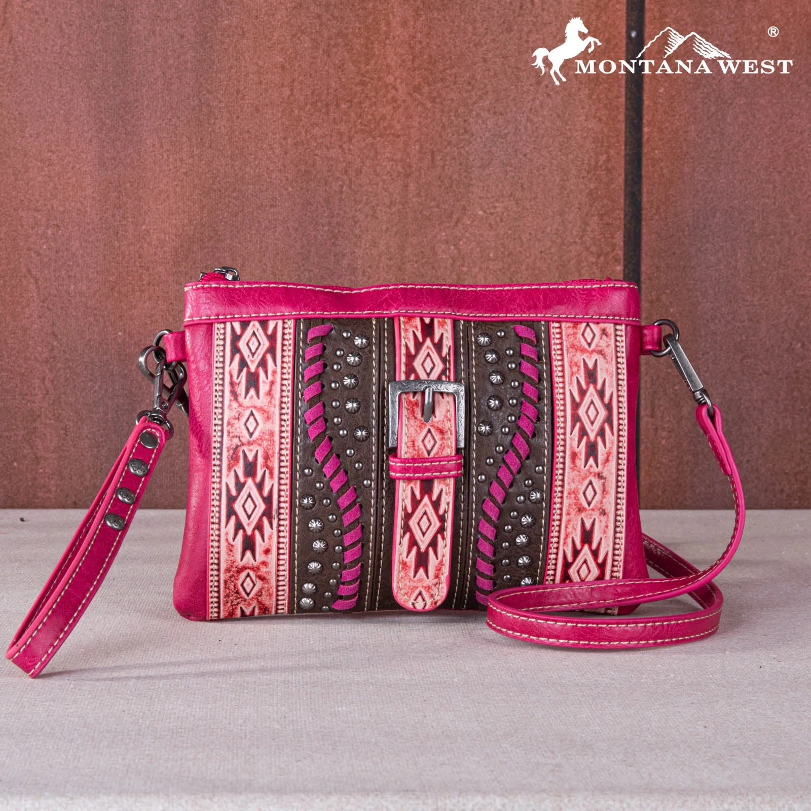 MW1134-181 Montana West Aztec Buckle Collection Clutch/Crossbody