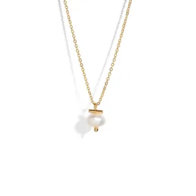 PEARL CHARM BAR GOLDEN NECKLACE