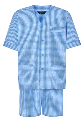 Pijama Hombre Corto Judo Popelín Cuadros - Azul 4536_36